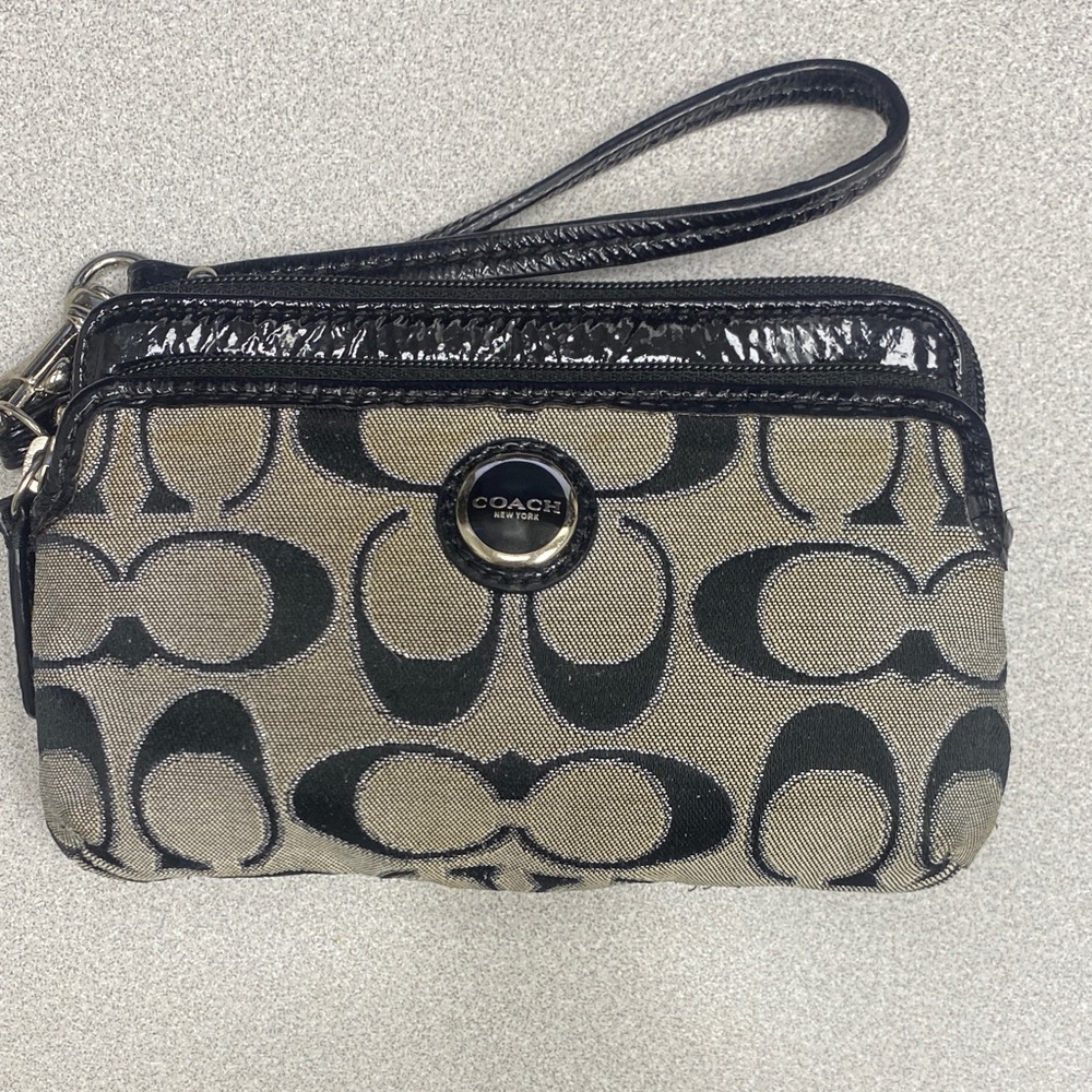 Coach Signature Black and Gray Wristlet